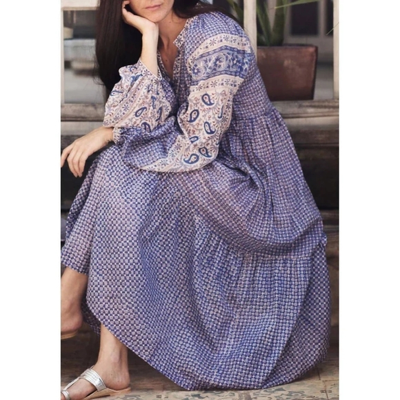 Matta Jaya Mira Midi Length Dress in Blue Size XS